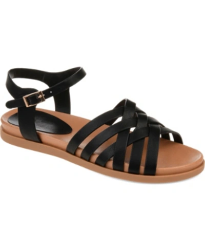 Journee Collection Women's Kimmie Strappy Flat Sandals In Black