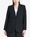 Calvin Klein Plus Size One-button Blazer In Black