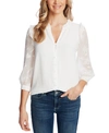 Cece Clip Dot Puff Sleeve Blouse In Soft Ecru