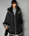 THE FUR VAULT REVERSIBLE FOX-FUR-TRIM LEATHER CAPE