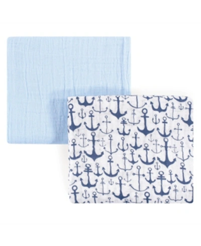 Yoga Sprout Kids' Muslin Swaddle Blanket, 2-pack, One Size In Blue Anchor