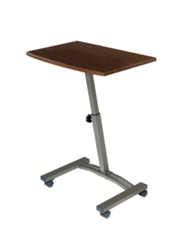 Seville Classics Mobile Laptop Desk Cart With Side Table In Brown