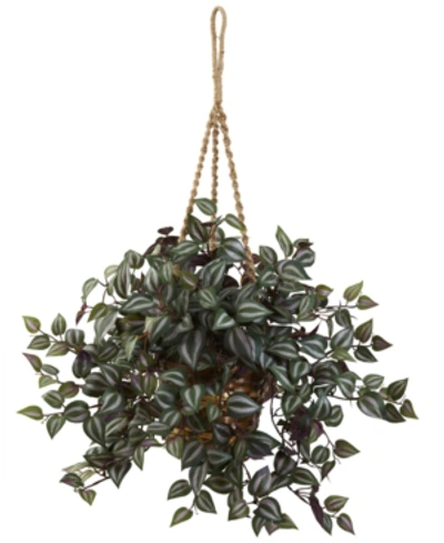 Nearly Natural Wandering Jew Artificial Plant Hanging Basket In Green