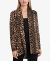 VINCE CAMUTO PETITE OPEN-FRONT ANIMAL-PRINT CARDIGAN SWEATER