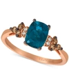 Le Vian Green Apple Peridot (1-1/6 Ct. T.w. ) & Vanilla And Chocolate Diamond (1/6 Ct. T.w.) Ring In 14k Ros In Blue Topaz