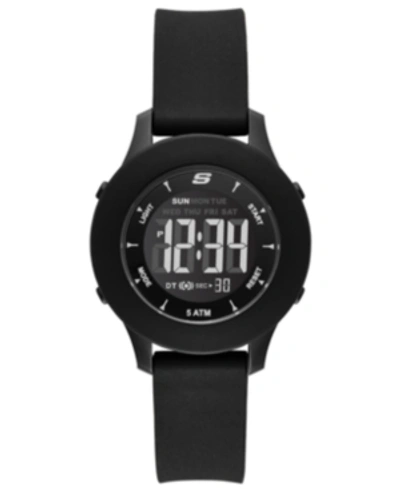 Skechers Women's Rosencrans Digital Silicone Strap Watch 37mm In Black