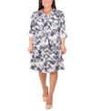 NY COLLECTION PLUS SIZE PRINTED SHIRTDRESS