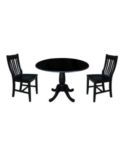 International Concepts International Concept 42" Round Top Pedestal Table With 2 Chairs In Black