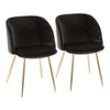 Lumisource Fran Chair In Gold Metal And Velvet Set Of 2 In Black