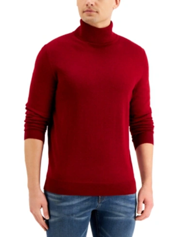 Club Room Men's Merino Wool Blend Turtleneck Sweater, Created For Macy's In Cherry