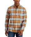 CLUB ROOM MEN'S STRETCH BRUSHED COTTON PLAID SHIRT, CREATED FOR MACY'S