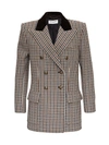 SAINT LAURENT DOUBLE-BREASTED BLAZER IN HOUNDSTHOOTH TWEED WOOL,11574969
