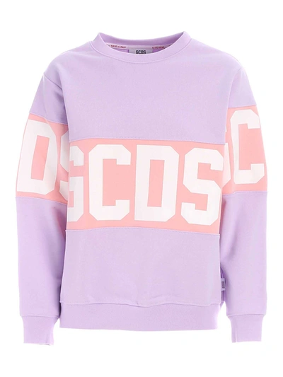Gcds Branded Band Crewneck Sweatshirt In Lilac In Purple