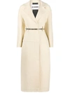 Jil Sander Single-breasted Belted Coat In Neutrals