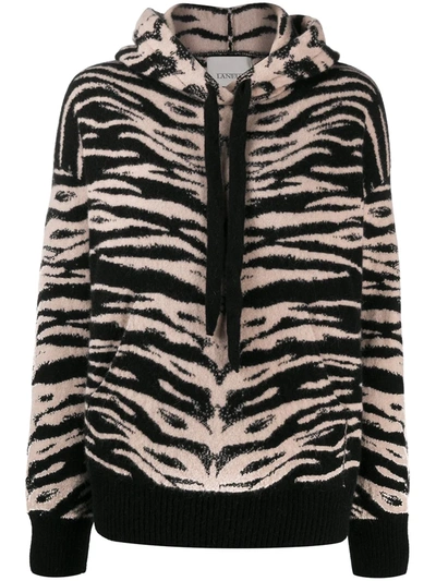 Laneus Zebra Print Hoodie In Black