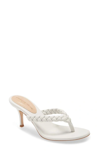 Gianvito Rossi 70mm Tropea Braided Leather Thong Sandal In White