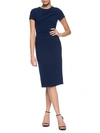 Theia Fitted Crepe Cocktail Dress In Indigo