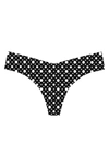 Commando Print Microfiber Thong In Black Retro Dots