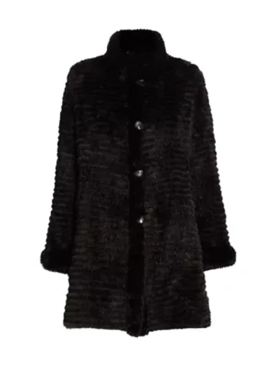 The Fur Salon Sable Fur Sections Reversible Coat In Uptone