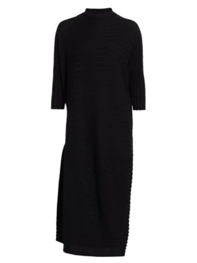 Issey Miyake Cotton Cashmere Knit Dress In Charcoal