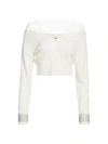 Alexander Wang Crystal Cuff Wool-blend Cardigan In Soft White