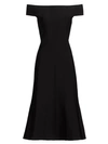 Carolina Herrera Ottoman Corset Knit Midi Dress In Black