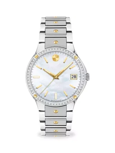 Movado Women's Se Two-tone Stainless Steel & Diamond Bracelet Watch In Silver