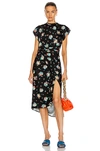 Rabanne Knotted Floral-print Stretch-jersey Midi Dress In Black 70s Paisley