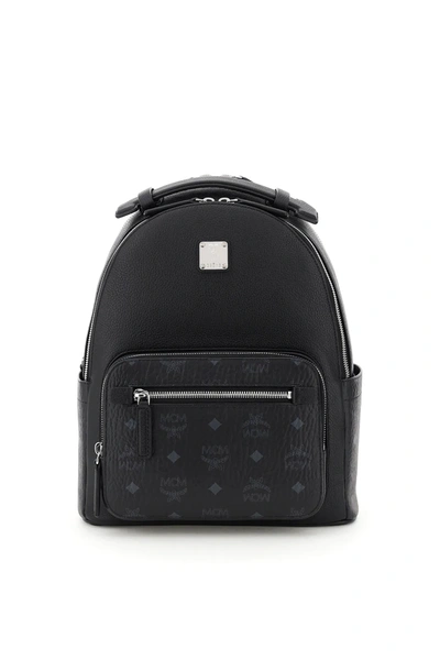 Mcm Stark 32 Backpack In Leather And Visetos In Black,grey