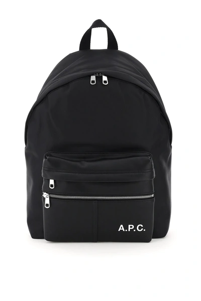 A.p.c. Camden Faux Leather And Nylon Backpack In Black