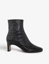 MAJE WOMENS BLACK CROC-EMBOSSED LEATHER ANKLE BOOTS 8,R03630943