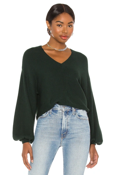 1.state Ribbed Balloon Sleeve Cotton Blend Jumper In Night Meadow