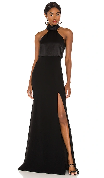 Cinq À Sept Alexandra Turtleneck Halter Gown In Black