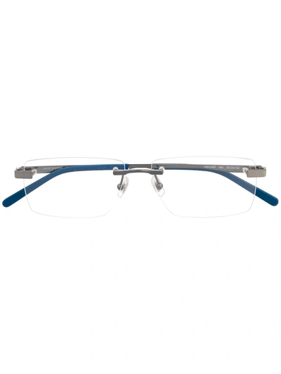 Montblanc Two-tone Square-frame Glasses In Silver