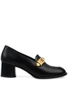 GUCCI CHAIN-DETAIL 55MM BLOCK-HEEL LOAFERS