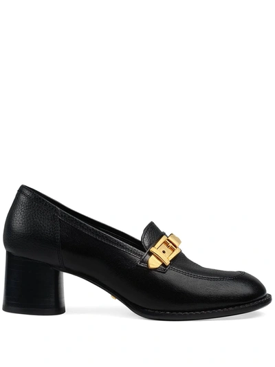 Gucci Chain-detail 55mm Block-heel Loafers In Black