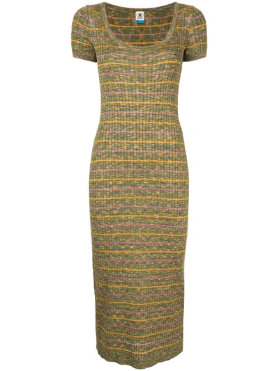 M Missoni Ribbed Knit Bodycon Dress In Green