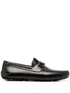 Ferragamo Gancini Buckle Driving Loafers In Black