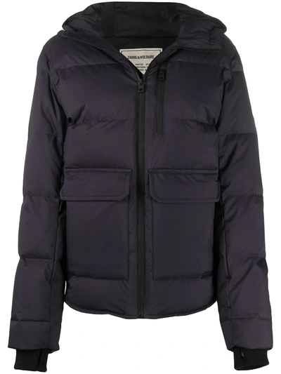 Zadig & Voltaire Kaci Hooded Shell-down Jacket In Blue