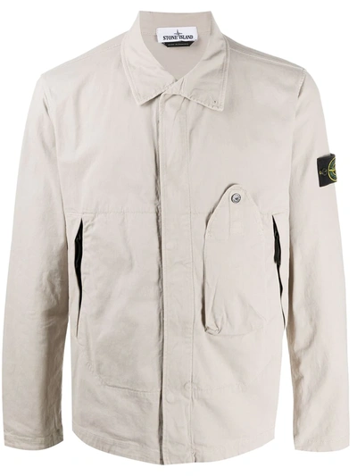 Stone Island Logo Patch Utility Jacket In Neutrals