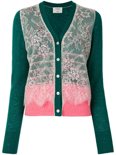Onefifteen Floral Embroidery Knit Cardigan In Green