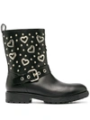 LOVE MOSCHINO HEART PLAQUE ANKLE BOOTS