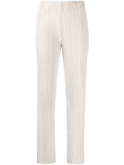 Nanushka Char Pleated Vegan Leather Straight-leg Pants In Beige