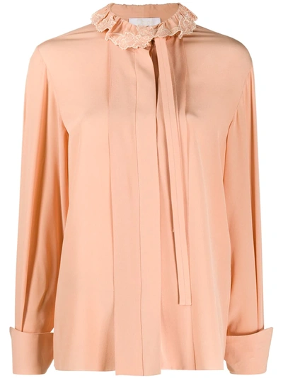 Chloé High-neck Tie-front Blouse In Pink