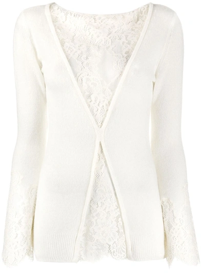 Ermanno Scervino Lace-insert Long Sleeved Top In White