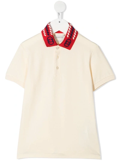 Gucci Kids' Short-sleeve Polo Shirt In Neutrals