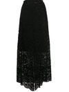 PACO RABANNE SPLIT-HEM LACE MIDI SKIRT