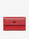 PRADA LOGO-PLAQUE SAFFIANO LEATHER CLUTCH BAG