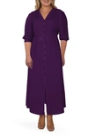 Standards & Practices Romantic Pintuck Dress In Deep Purple