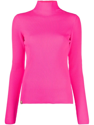 Ssheena Roll-neck Fitted Jumper In Pink